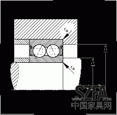 角接觸球軸承 30/8-B-2Z-TVH, 雙列，雙側間隙密封，接觸角 α = 25°